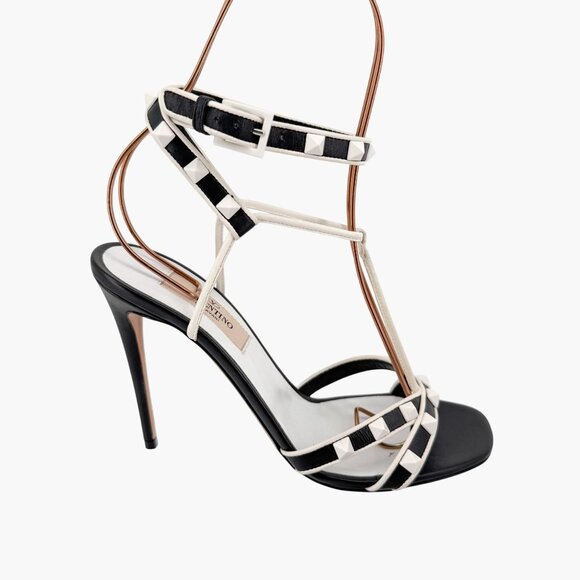 Valentino Garavani Free Rockstud Sandals EU 36 US 6 Two Tone Black High Heel - Picture 9 of 13